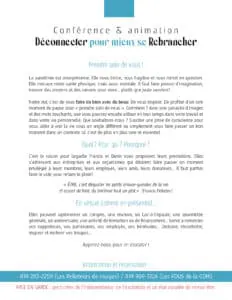 Conférence & animation Déconnecter pour mieux se Rebrancher